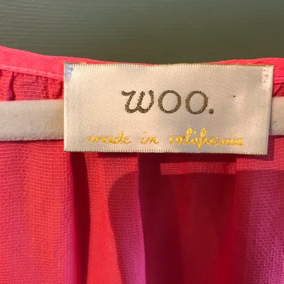 WOO Cotton Coral Fringe Kaftan Peasant Tunic Top or Beach Cover Up Sz L - Picture 3 of 9